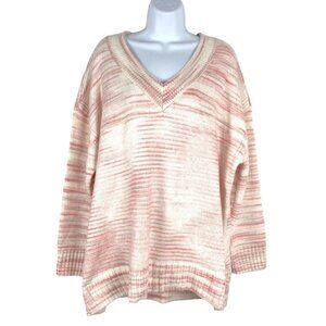 Talbots Sweater V-Neck Acrylic Polyester Pink‎ Multi Long Sleeve Women's 2X